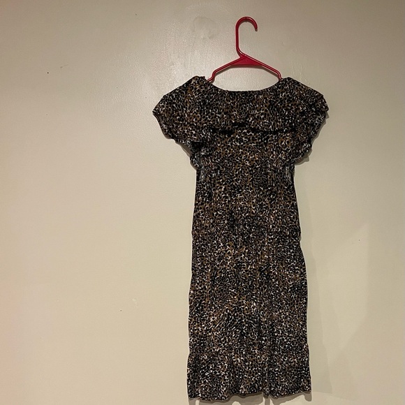 Old Navy Mini Dress Womens Medium Brown Leopard Print Cinched Ruffle-Trim - Picture 7 of 10